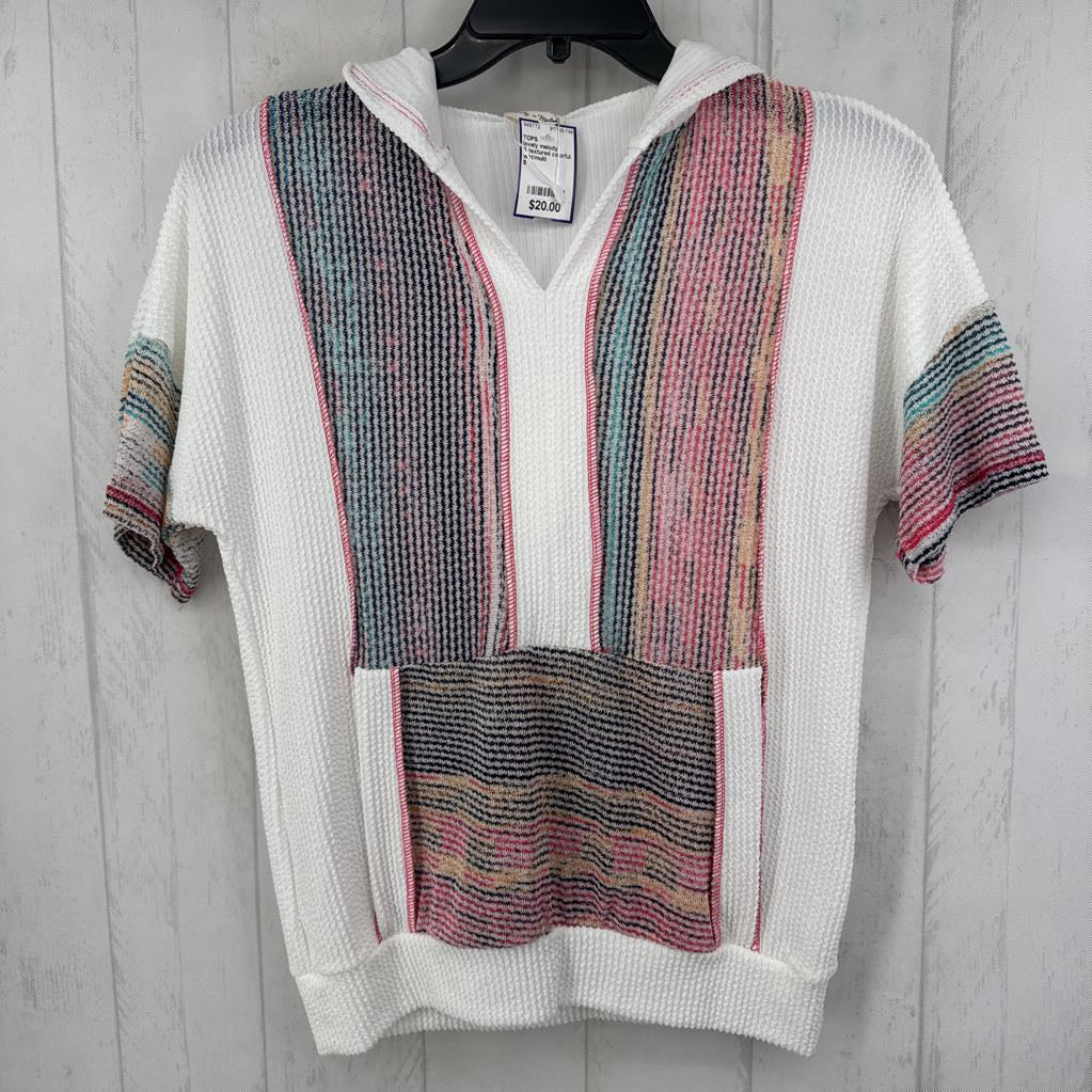 S textured colorful hooded s/s pullover