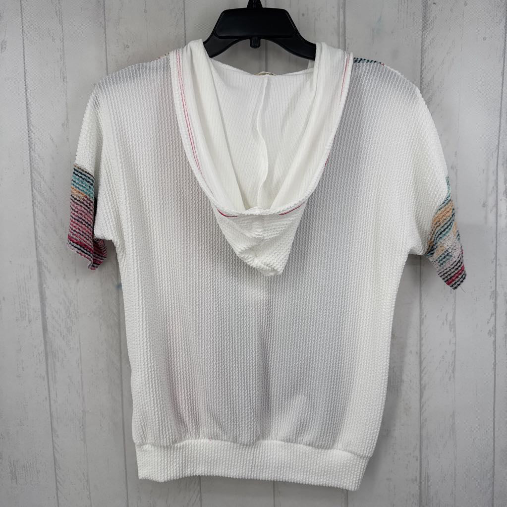 S textured colorful hooded s/s pullover
