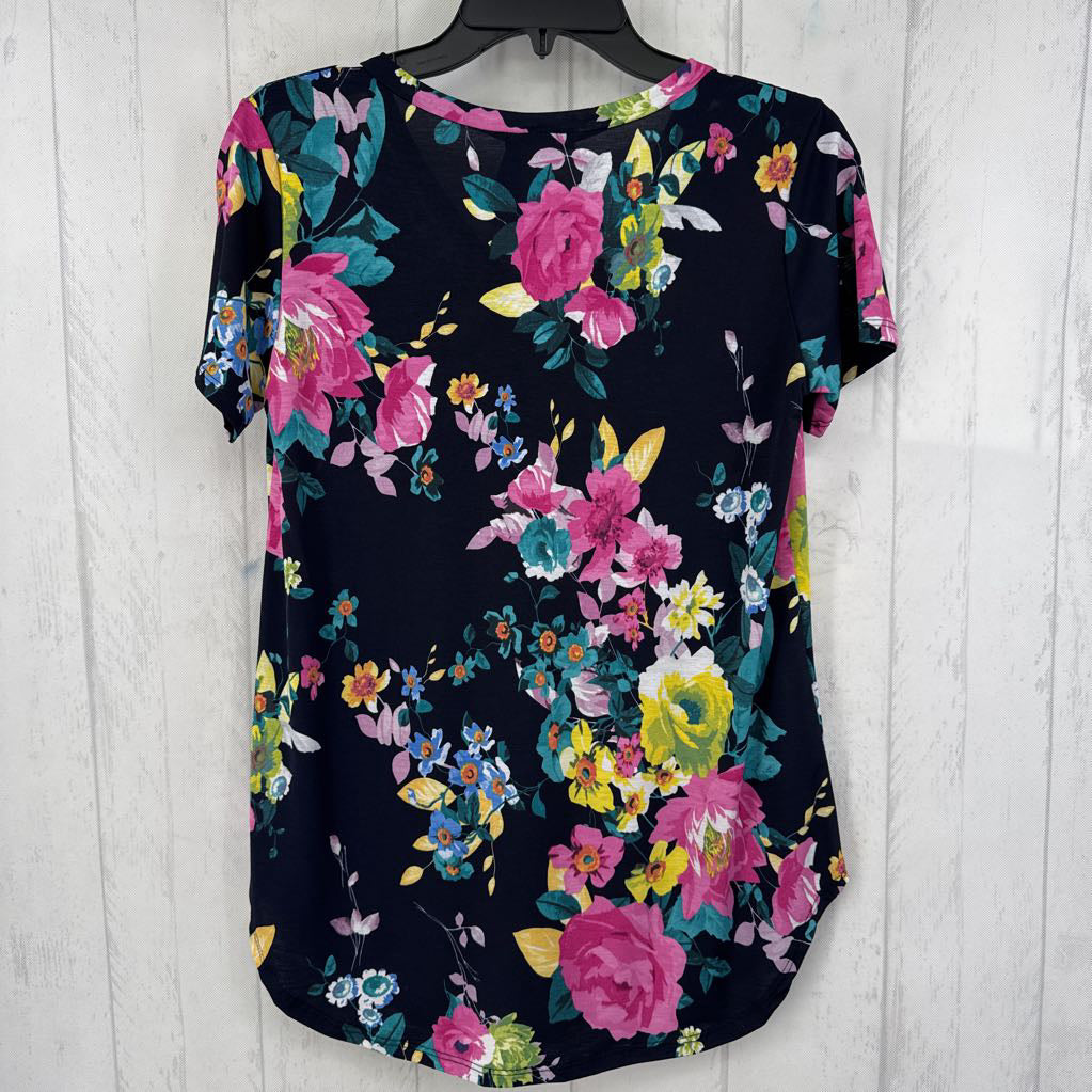 S flo print v-neck s/s top