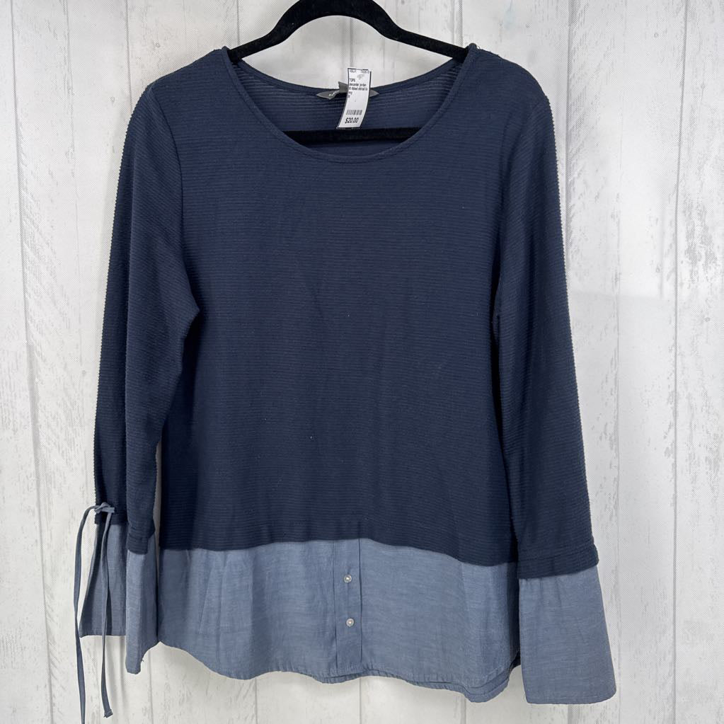 M ribbed shirtail l/s top