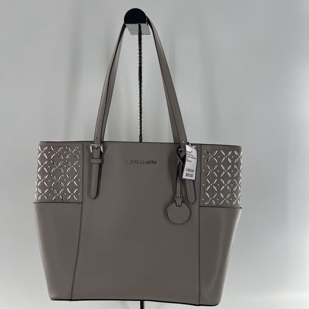 leather embelished tote bag