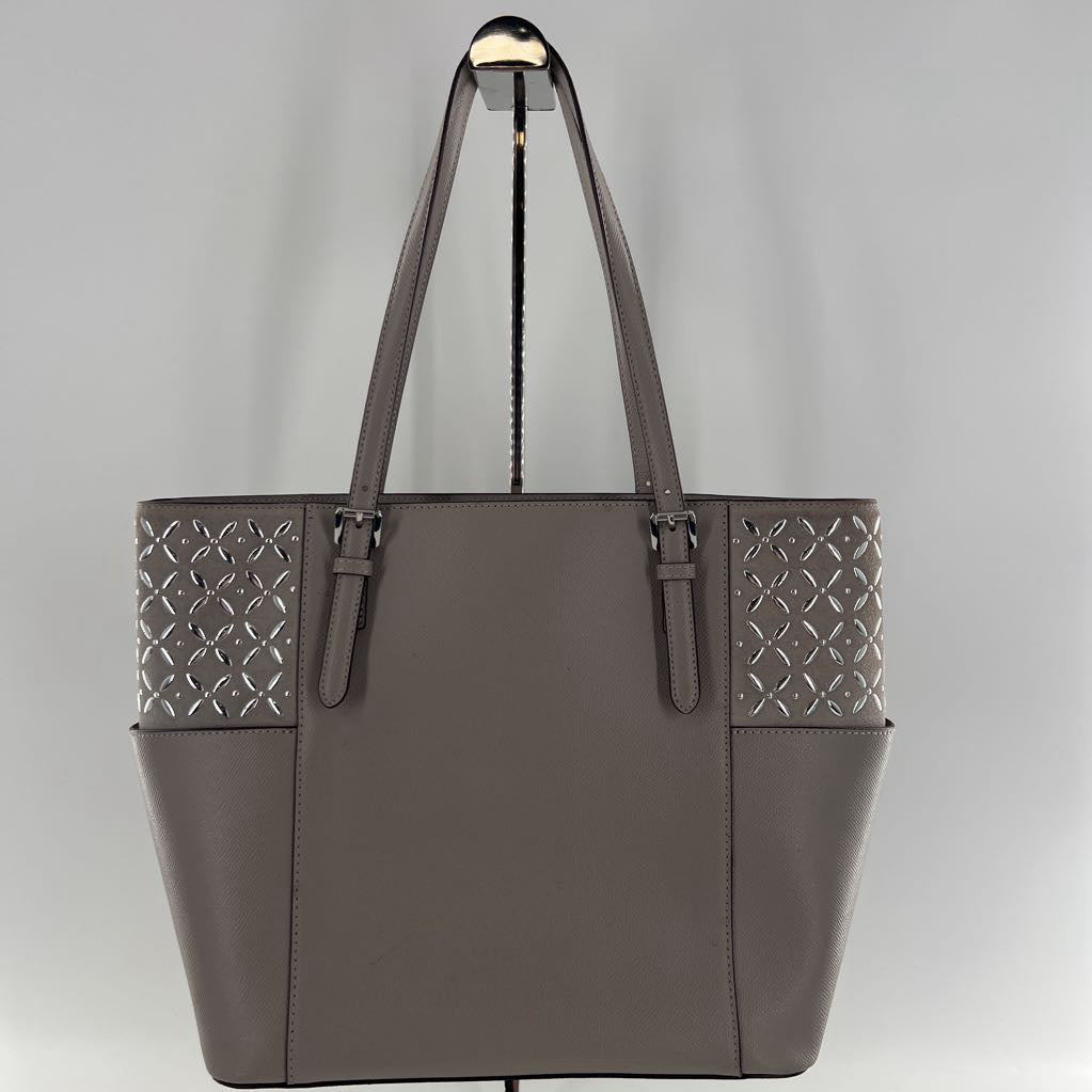 leather embelished tote bag