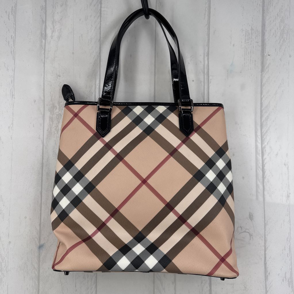 Burberry Nova Check Patent Leather Trim Bag