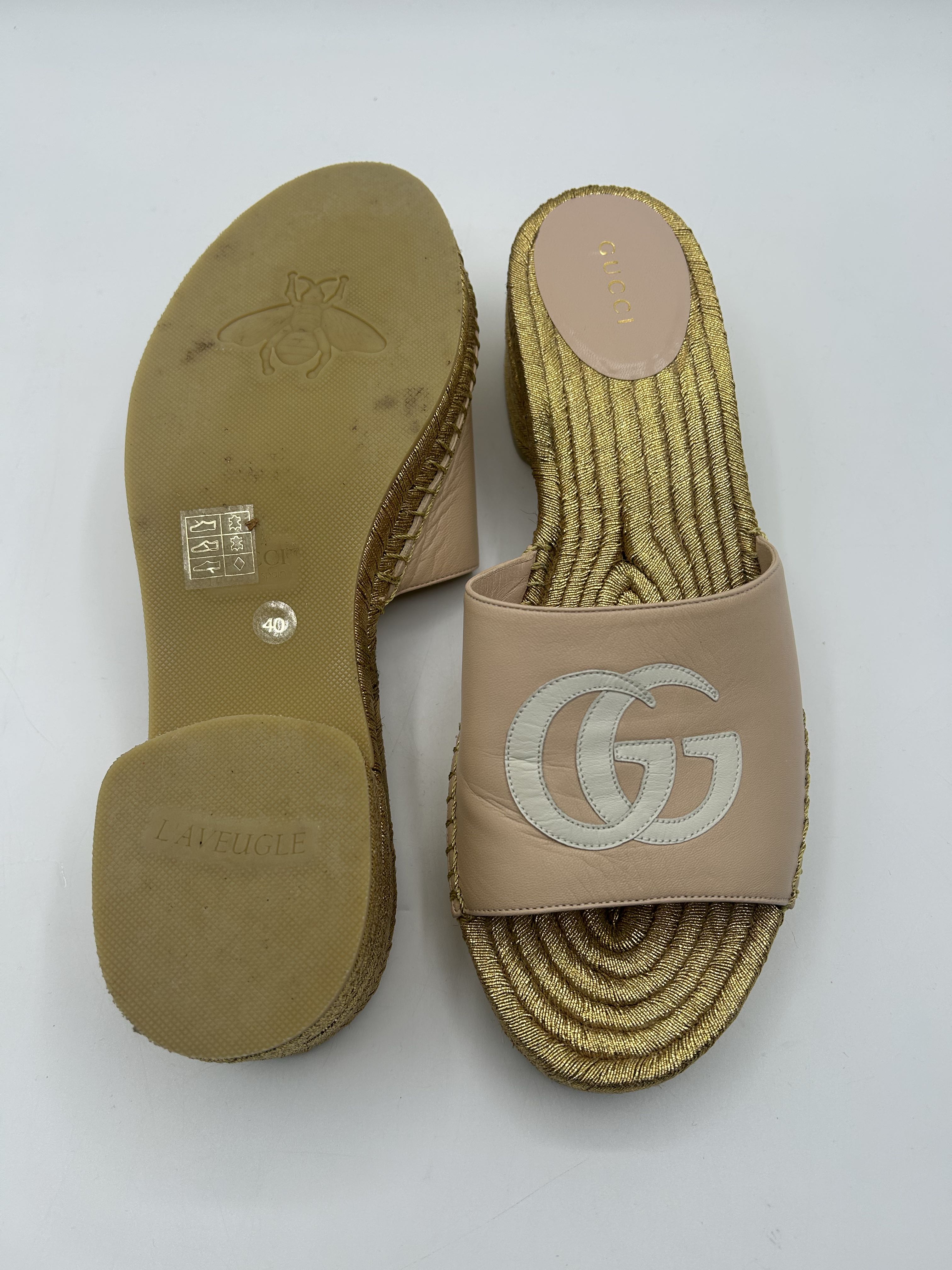 Gucci GG Espadrille Slide Sandals in Pink size 10(40)