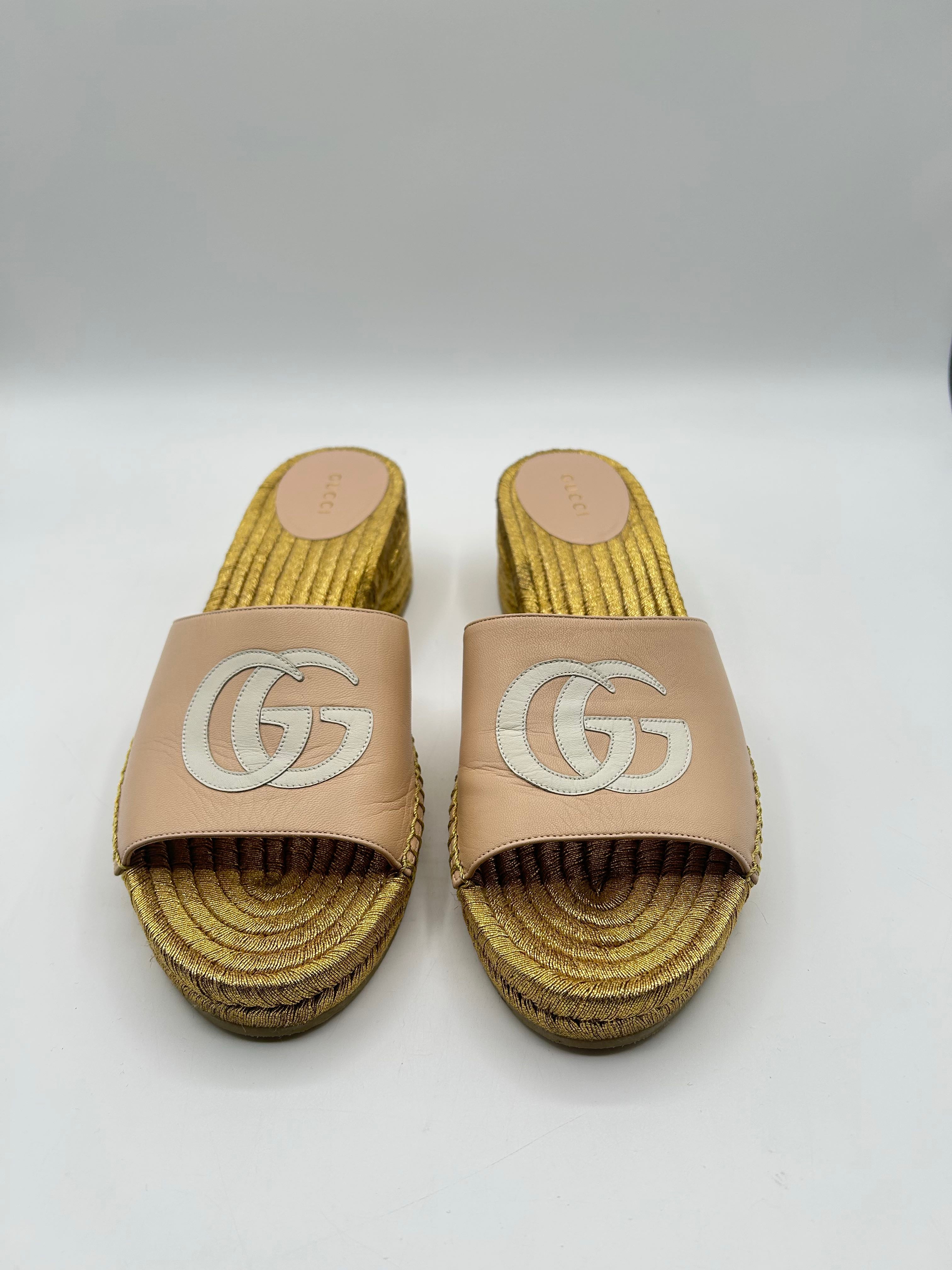 Gucci GG Espadrille Slide Sandals in Pink size 10(40)