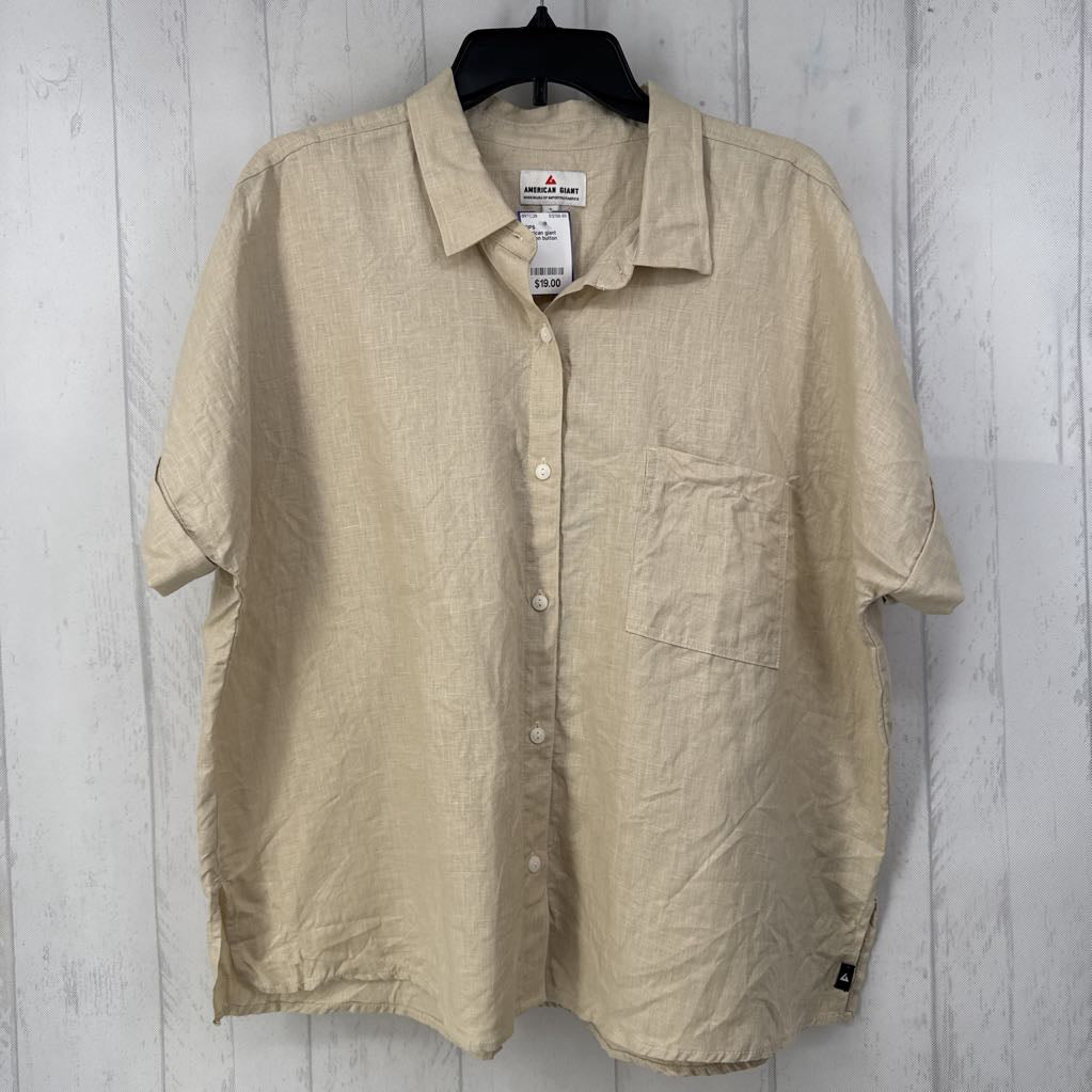 XL linen button down s/s top