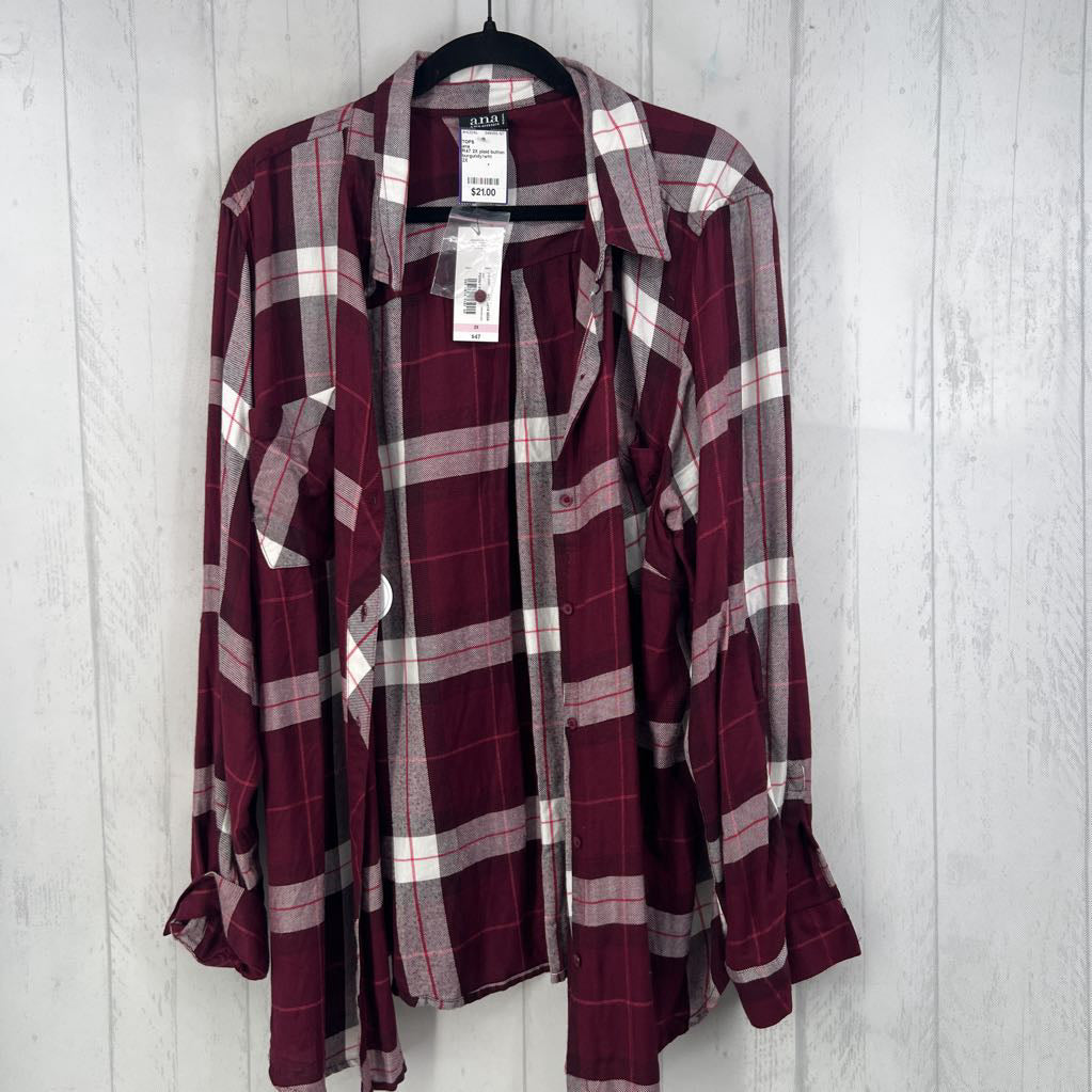 R47 2X plaid button down l/s top