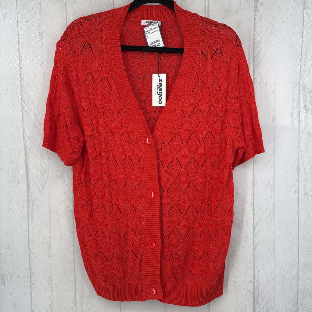 XXL crochet button down s/s sweater