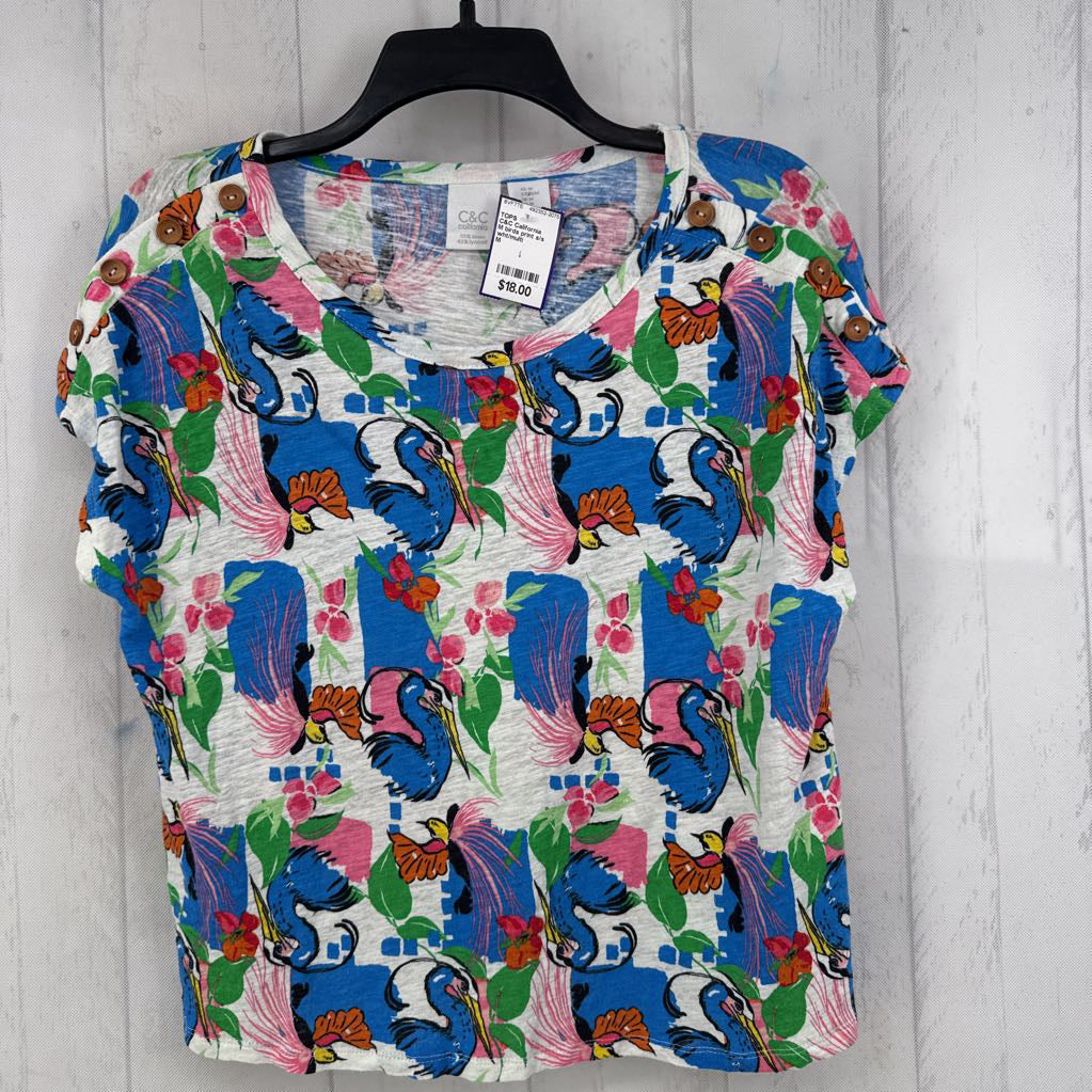 M birds print s/s top