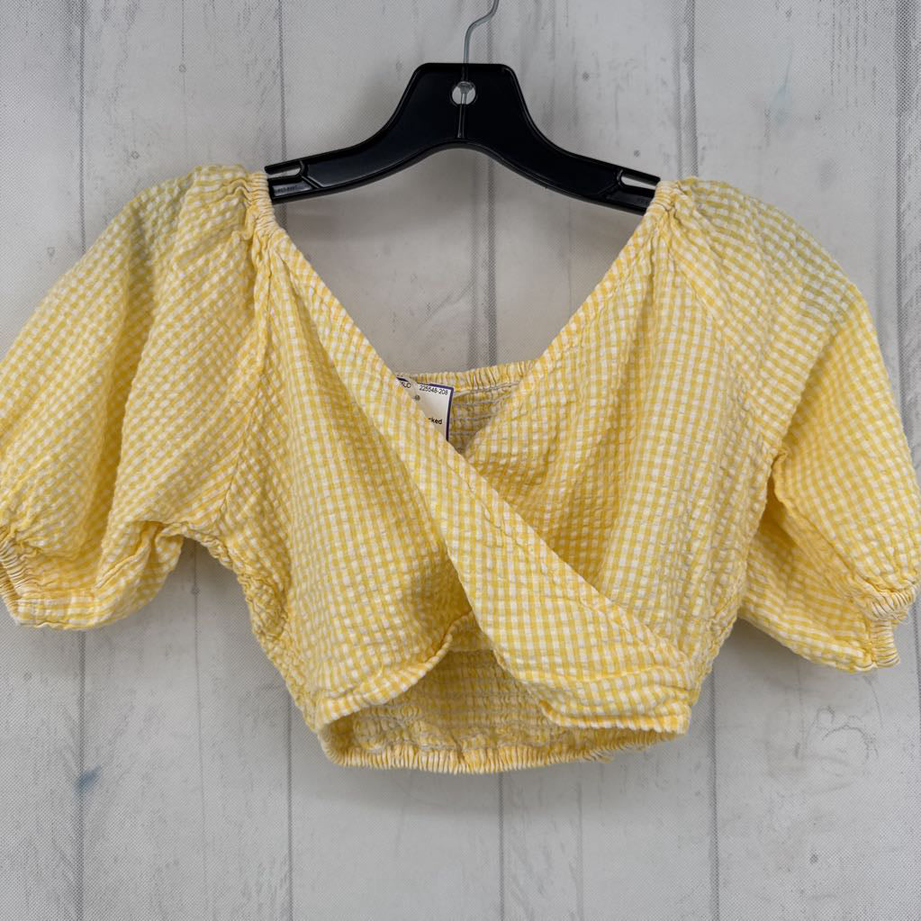 XS check smocked crop top