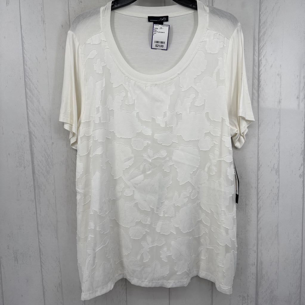 R79 8 jacquard scoop neck s/s top