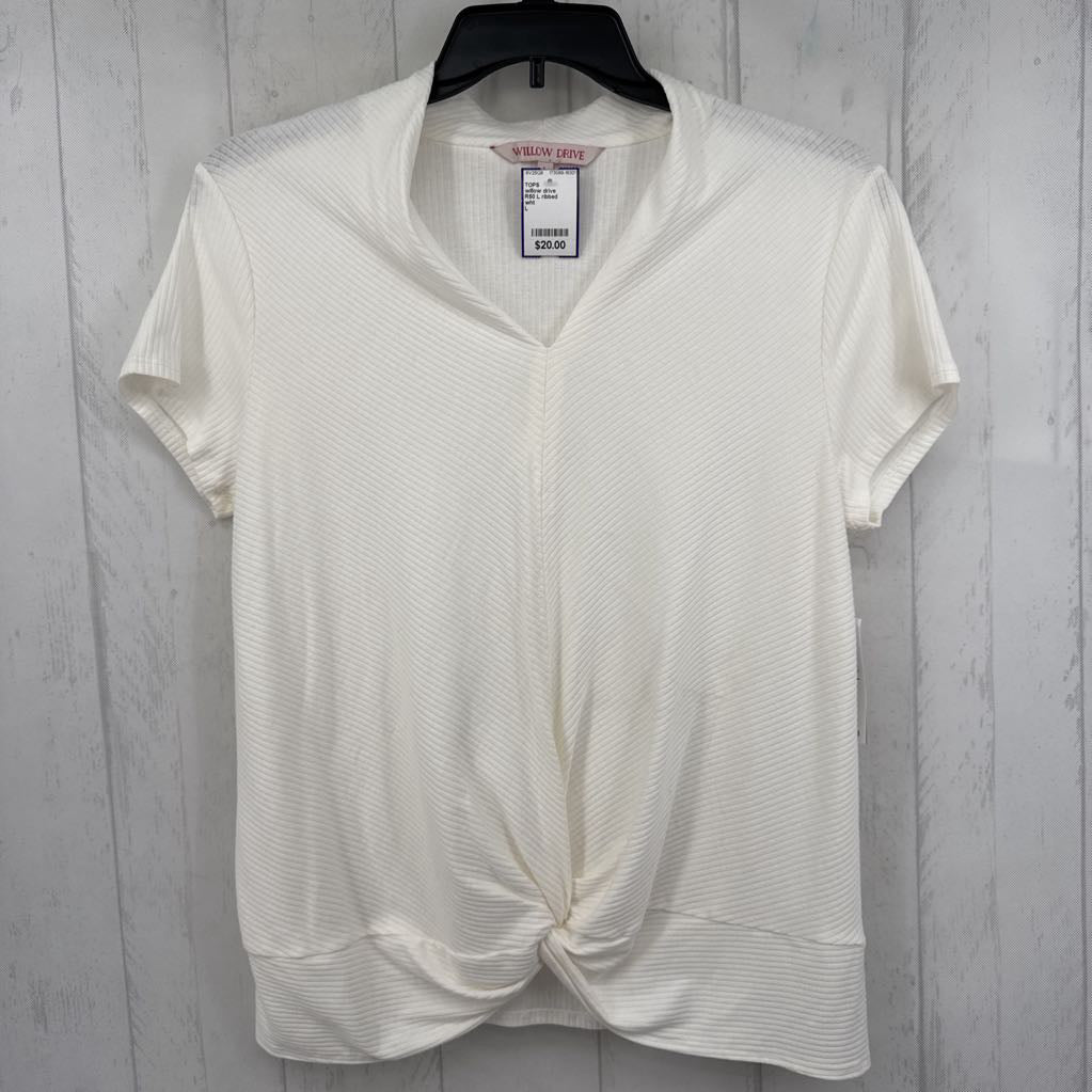 R50 L ribbed gathered hem s/s top