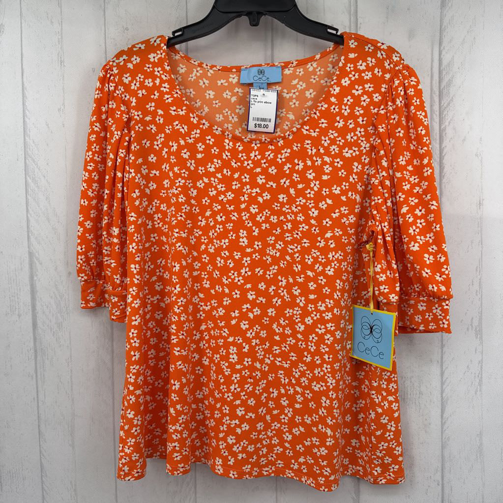 L flo print elbow slv top