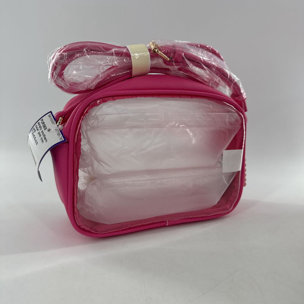 clear pink trim crossbody