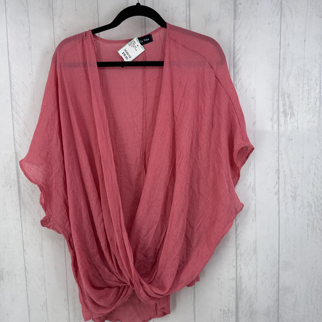 2XL open front gathered s/s top
