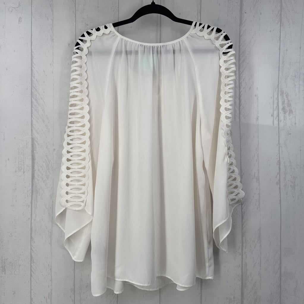XL ric rac slv tie front 3/4 slv top