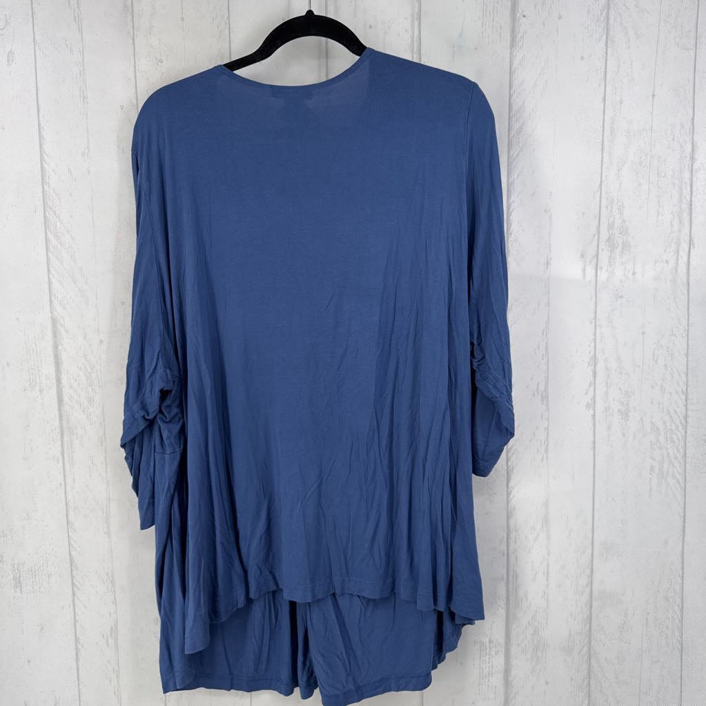 3X gathered v-neck 3/4 slv top