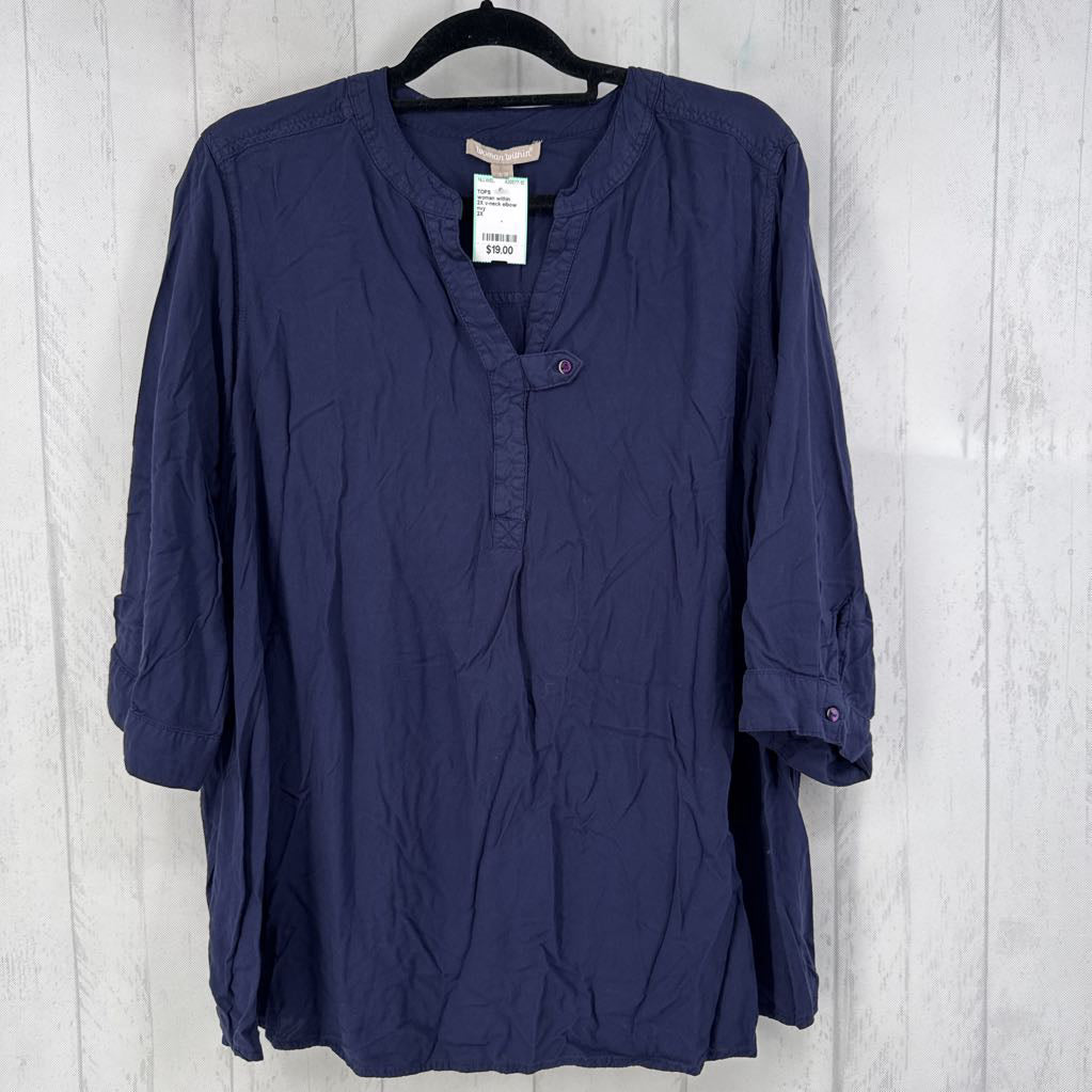 2X v-neck elbow slv top