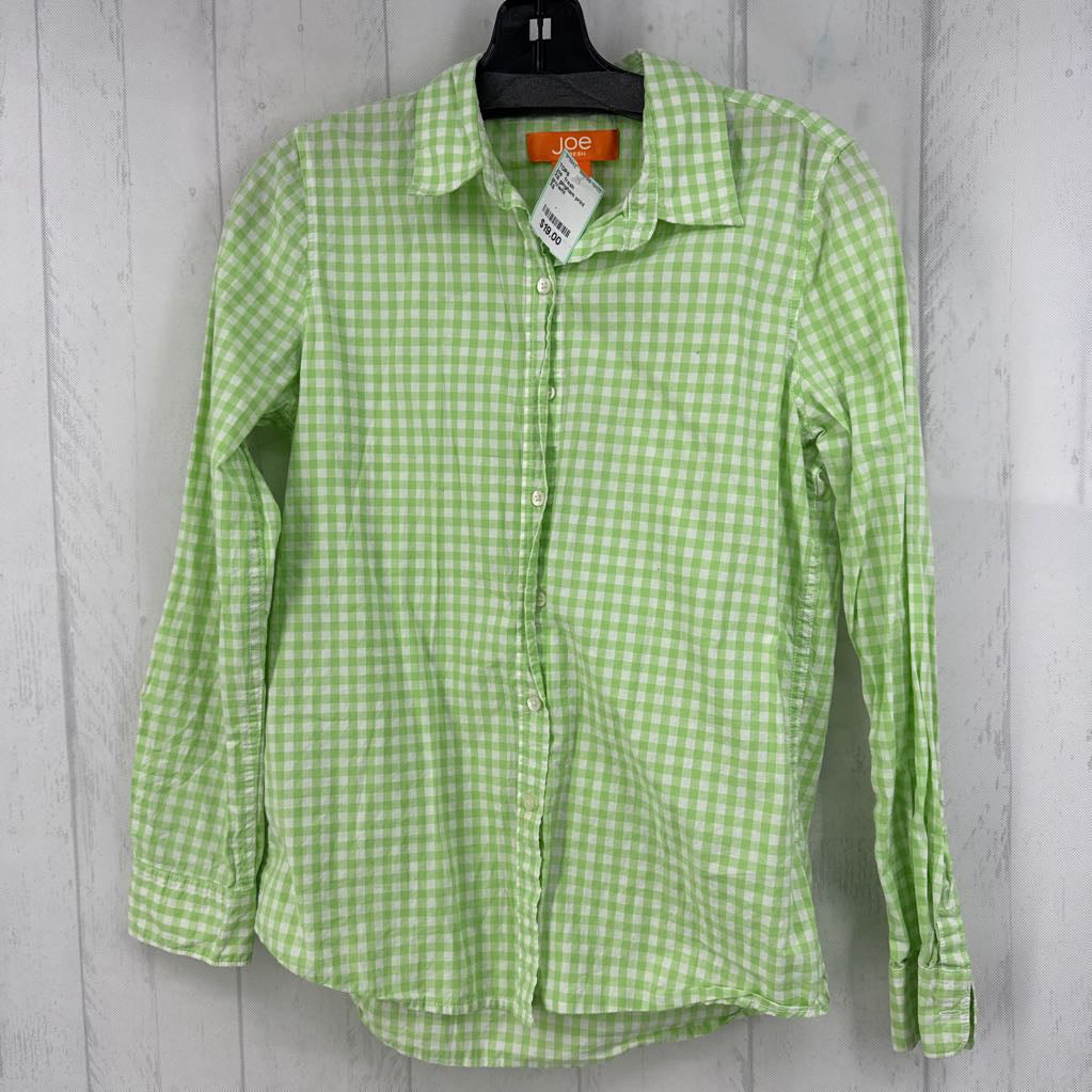 XS gingham print button down l/s top