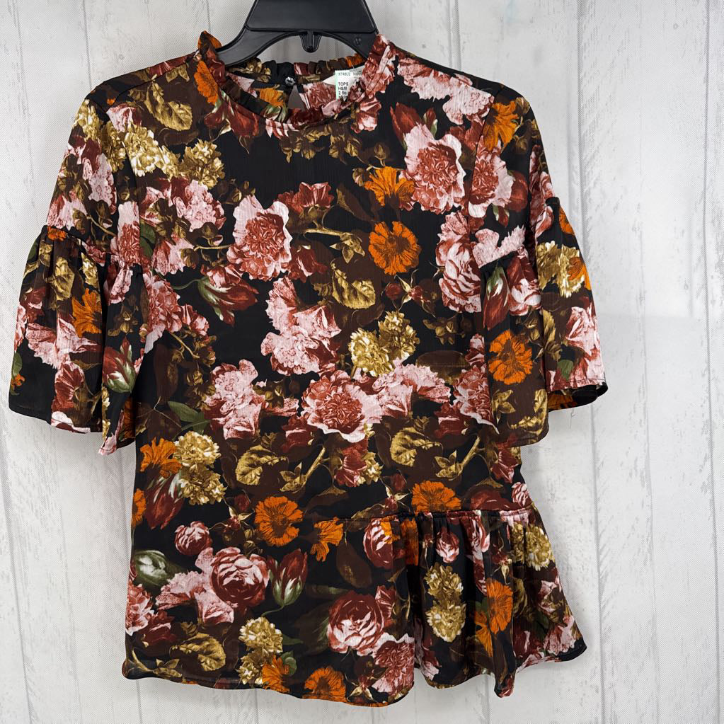 2 flo print flutter slv top