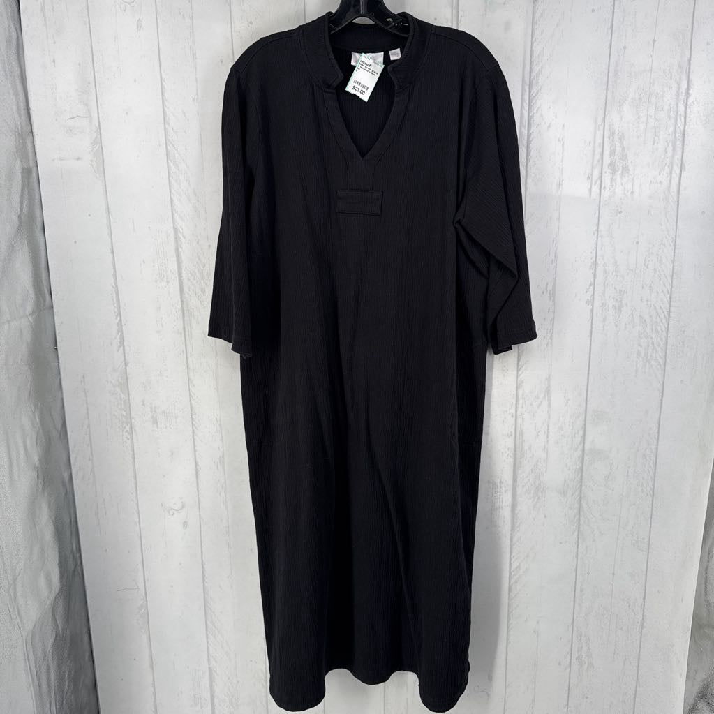 L textured v-neck 3/4 slv caftan