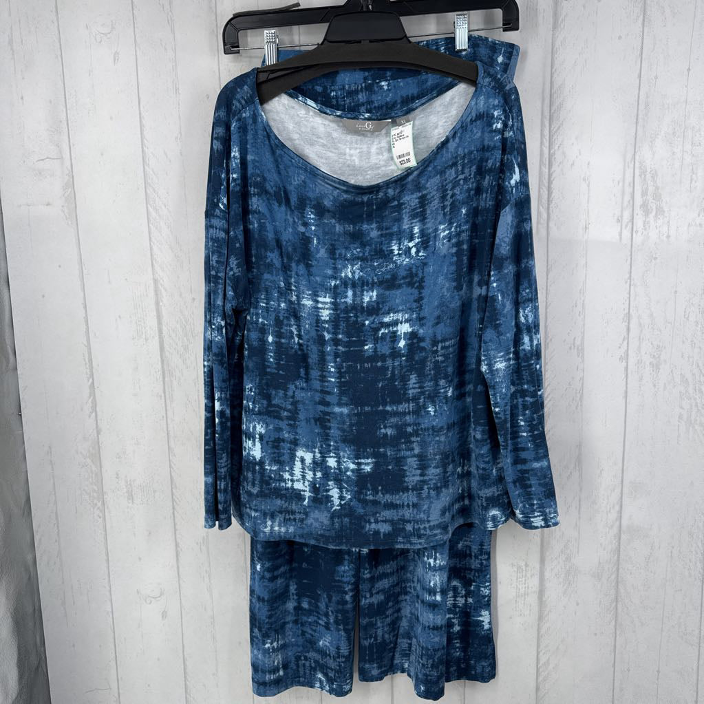 XL 2pc tie-dye l/s top & wide leg pant