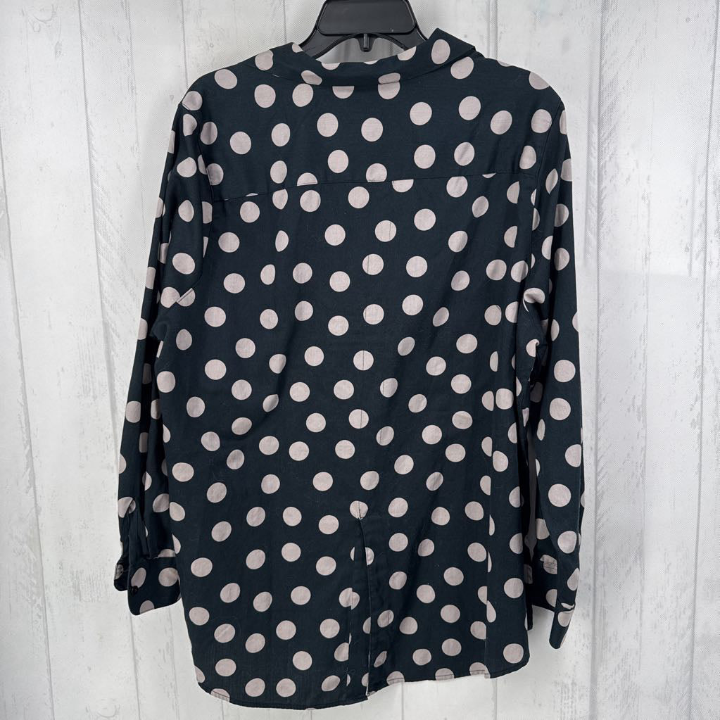 14w polka dot button down l/s top