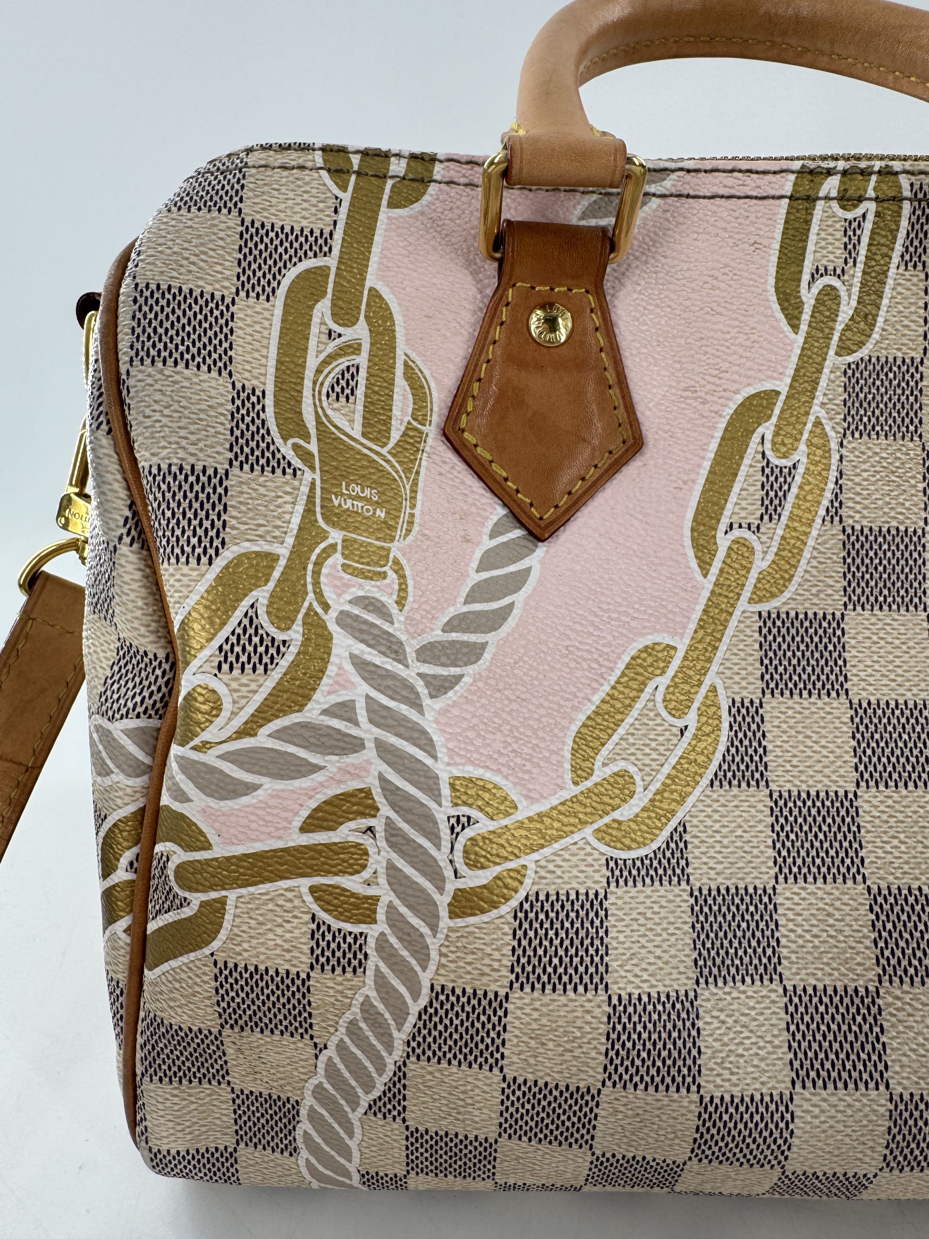 Nautical damier satchel w/ rope & chain print 25