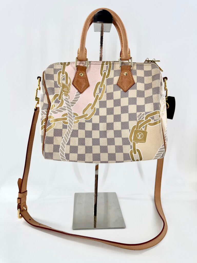 Nautical damier satchel w/ rope & chain print 25