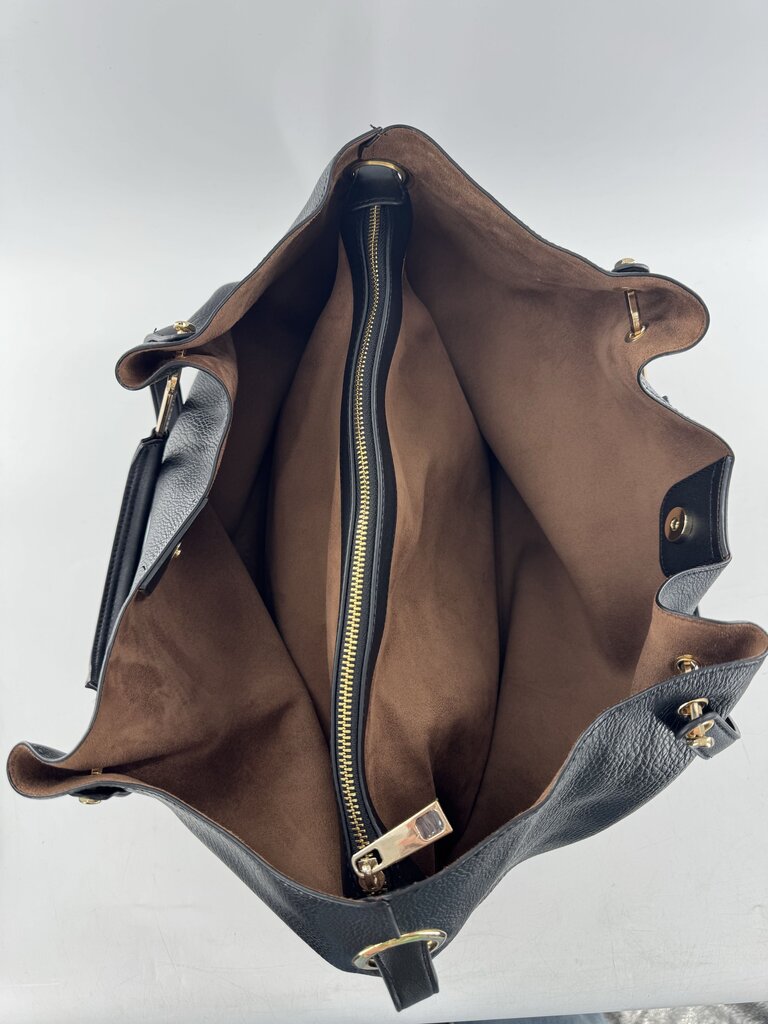 top handle triple compartment shoulder bag