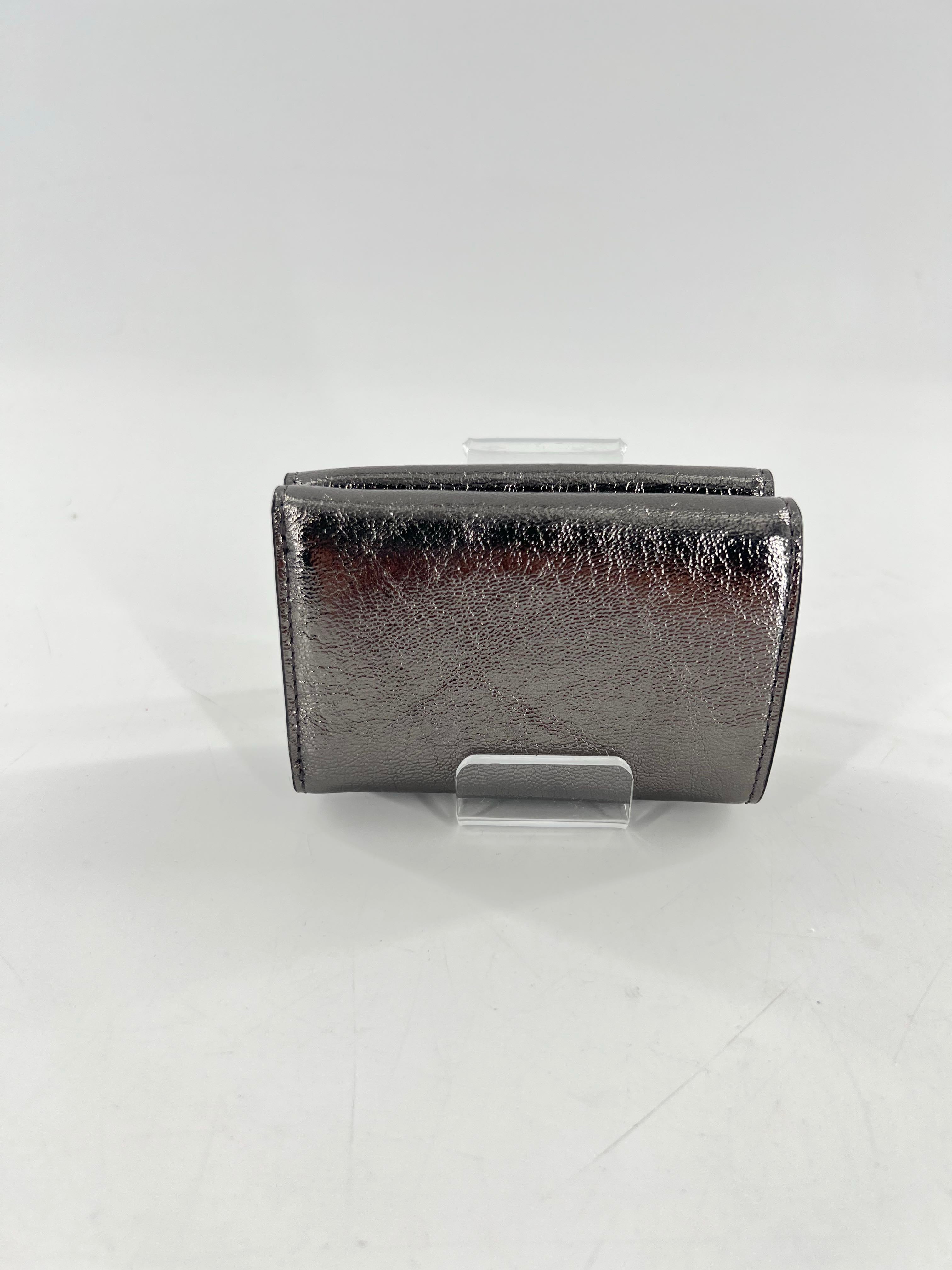 metallic medium flap wallet