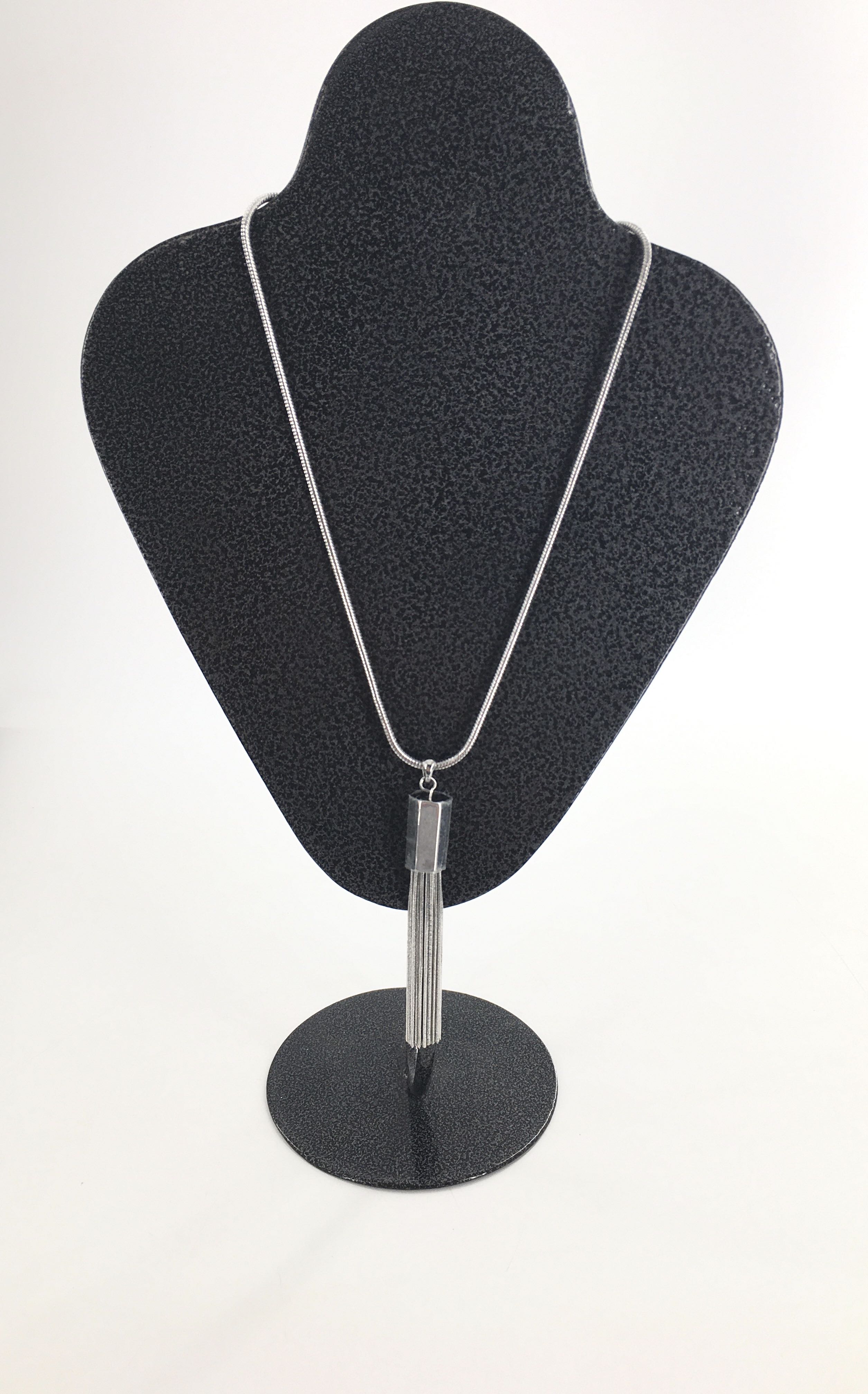 20" silver tone tassel necklace