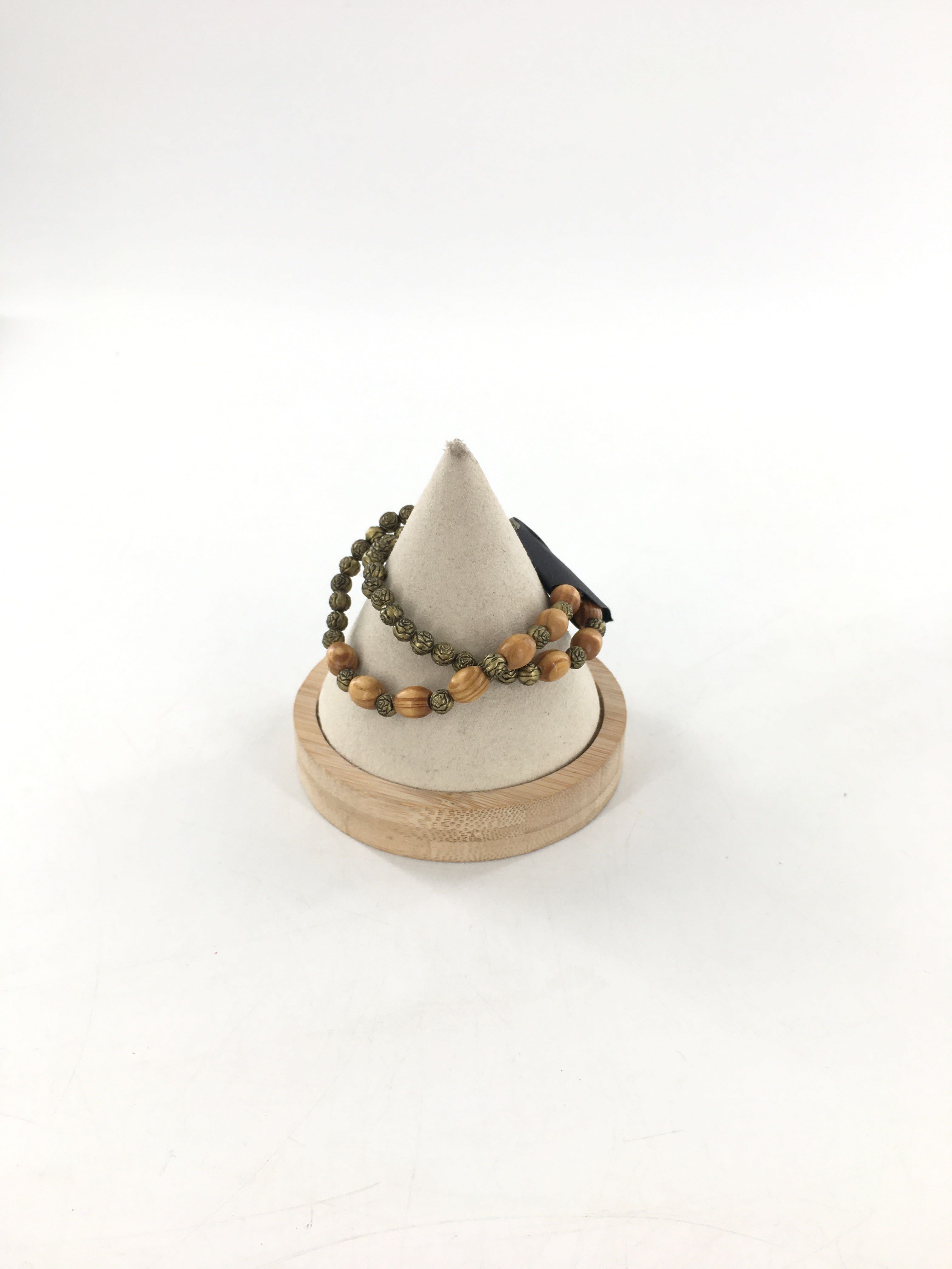 brown & green beaded stretch bracelets