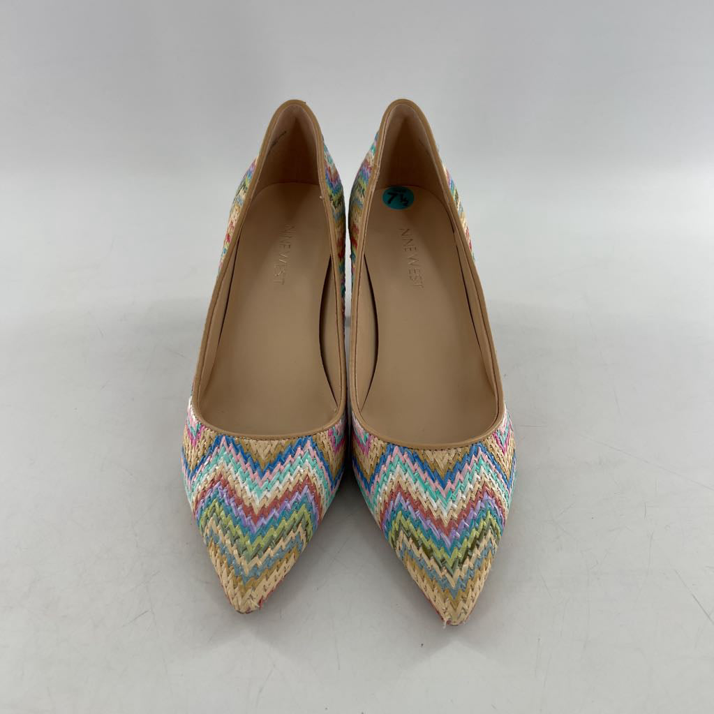 7.5 colorful woven heels