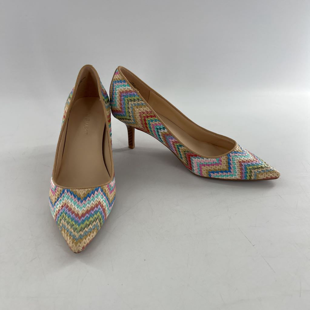 7.5 colorful woven heels