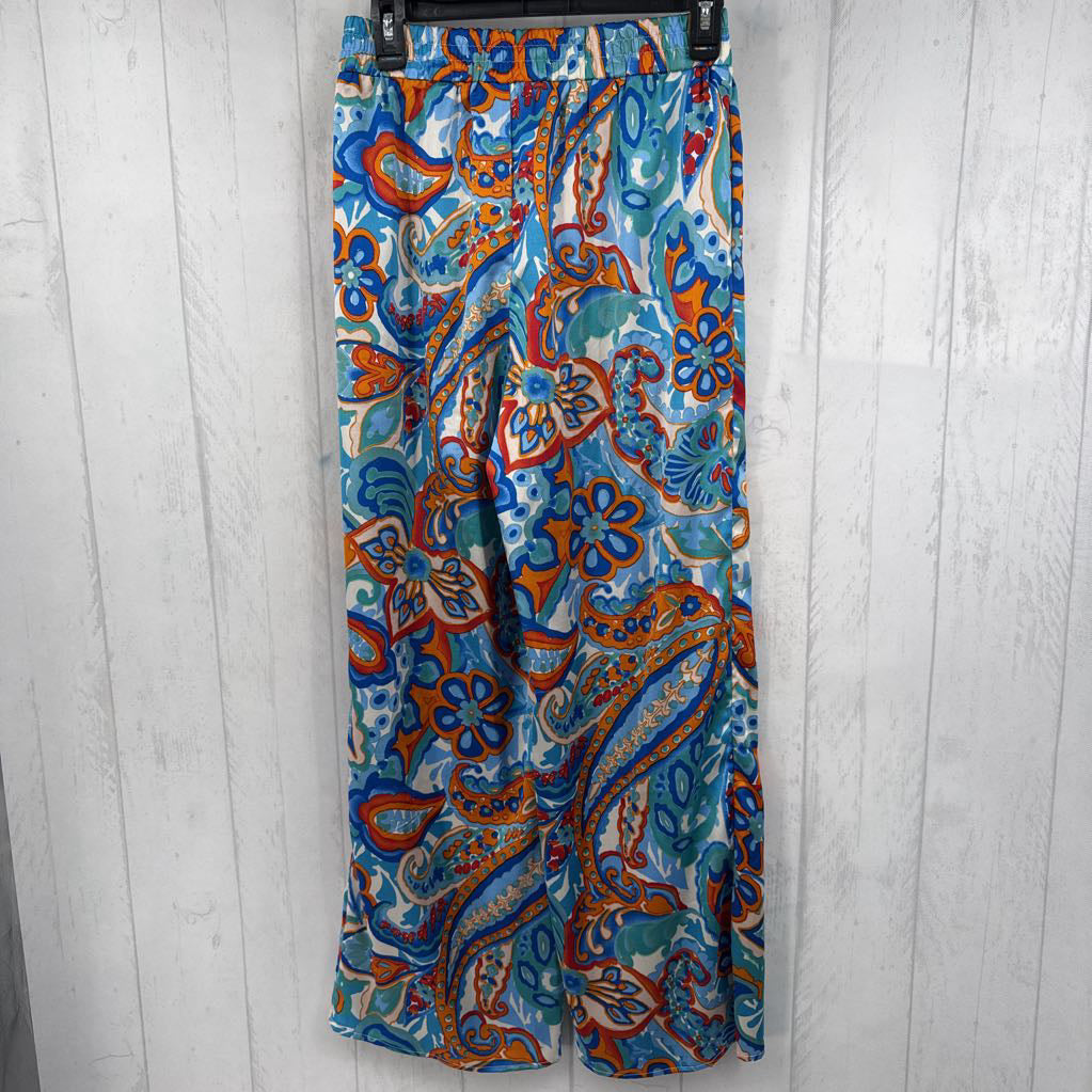 S printed wide leg pants