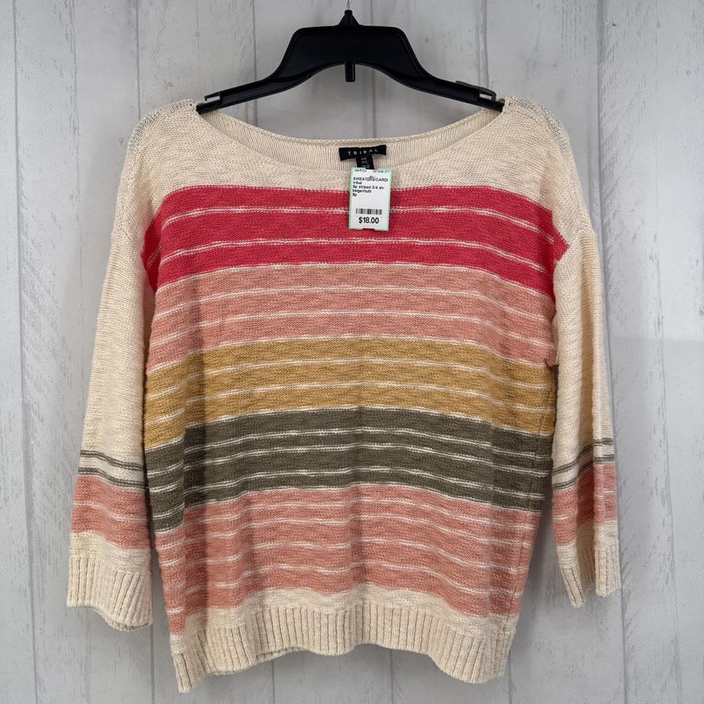 Sp striped 3/4 slv sweater