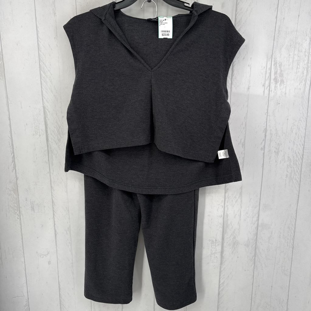 S 2pc v-neck hooded vest w/ pull-on pant