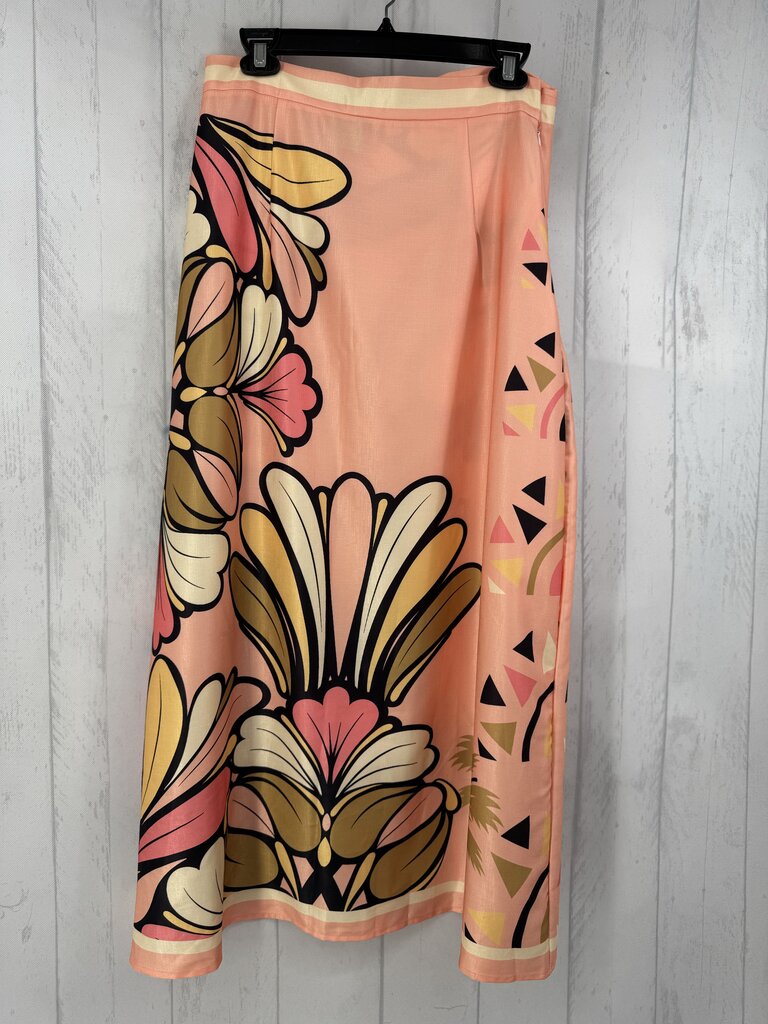 L printed wrap skirt