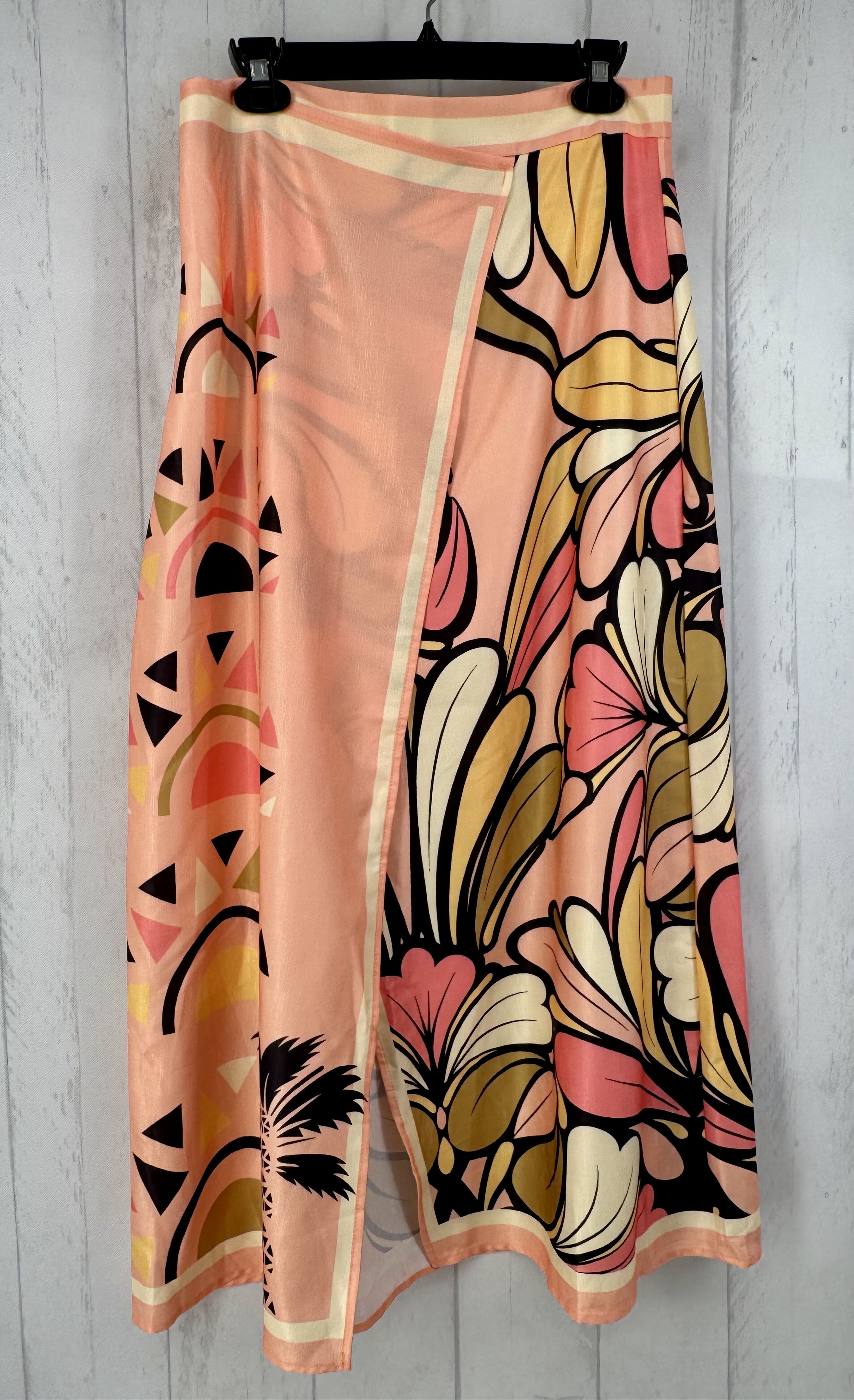L printed wrap skirt