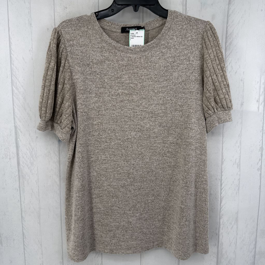 L marled ribbed slv top s/s