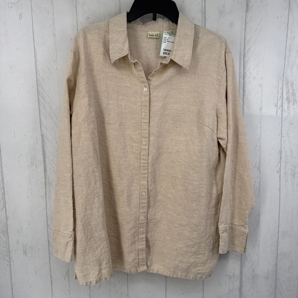 L linen button down l/s top