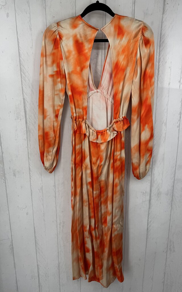 2 tie-dye v-neck open back l/s dress