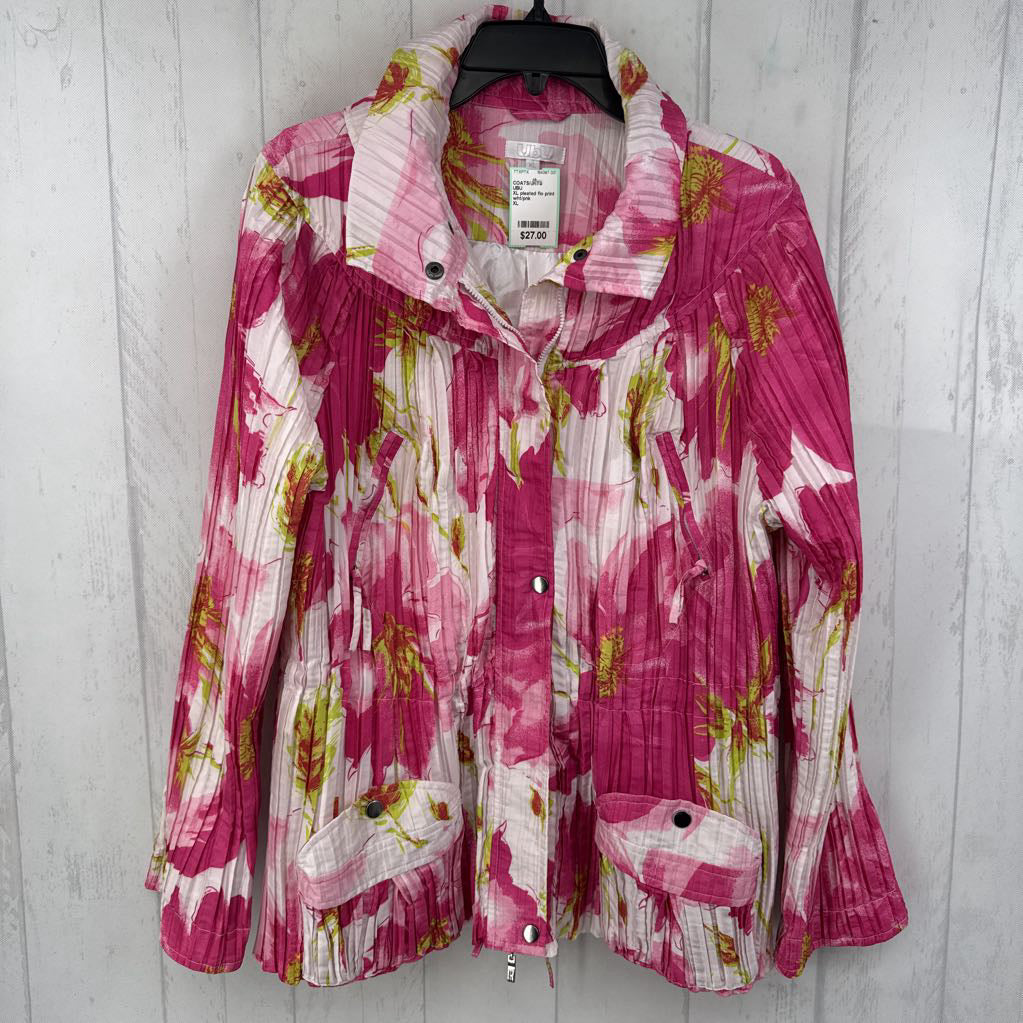 XL pleated flo print jacket