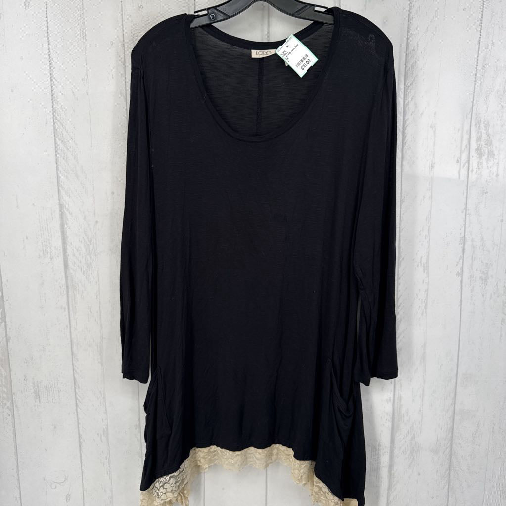 L scoop neck lace hem l/s tunic