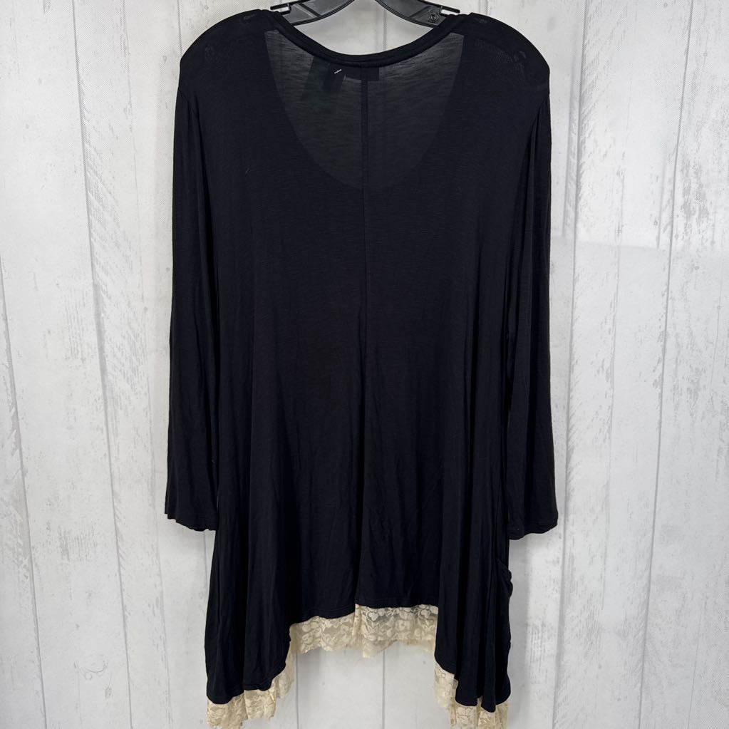 L scoop neck lace hem l/s tunic
