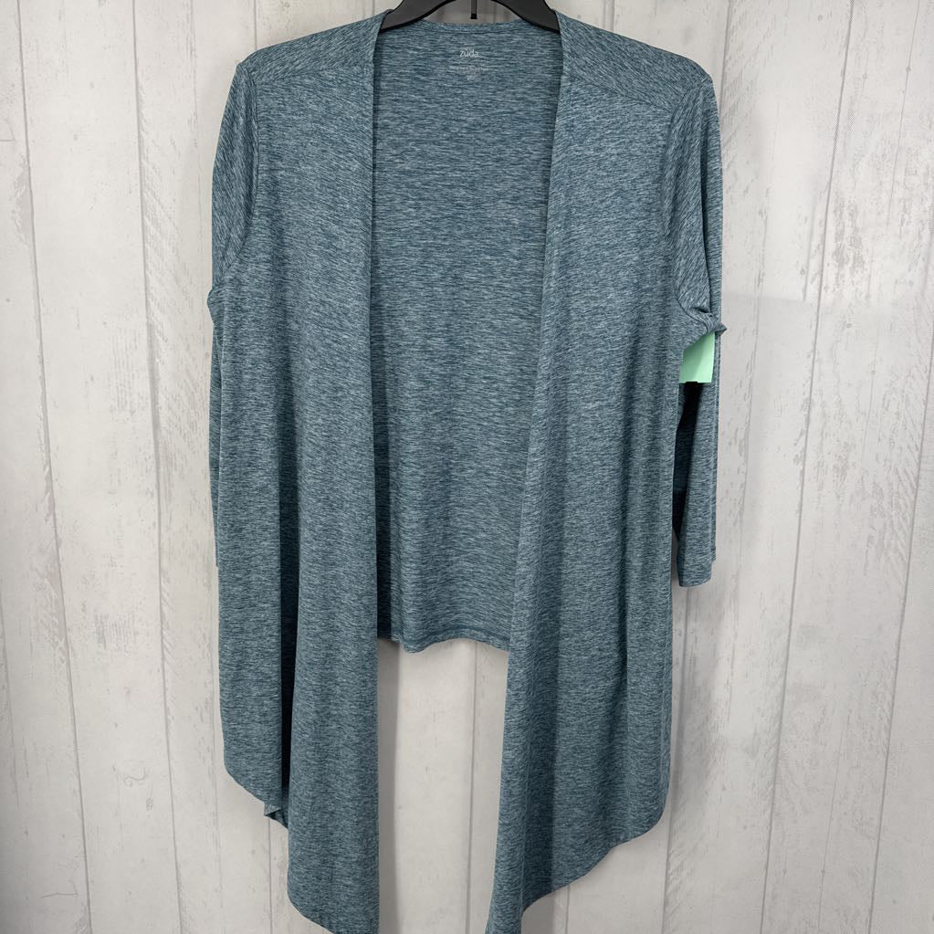 L marled open front 3/4 slv cardi