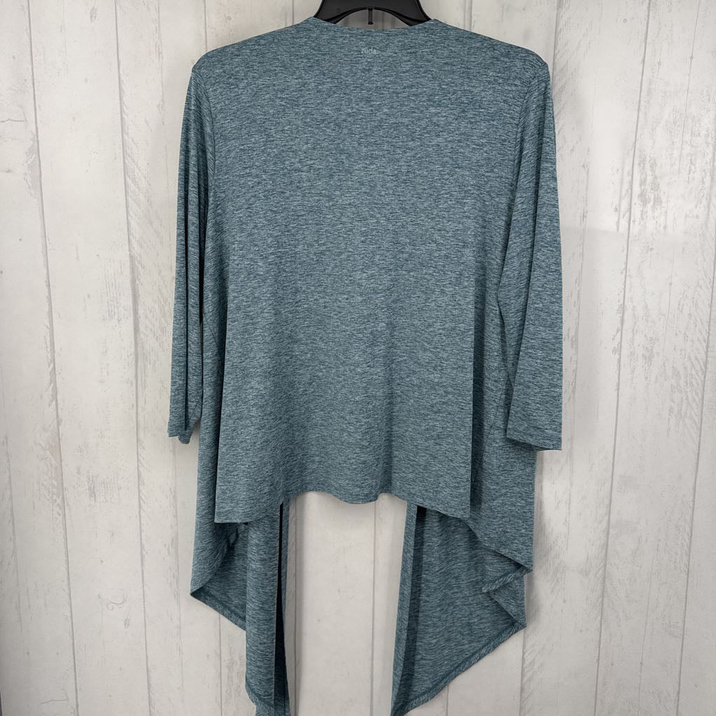L marled open front 3/4 slv cardi
