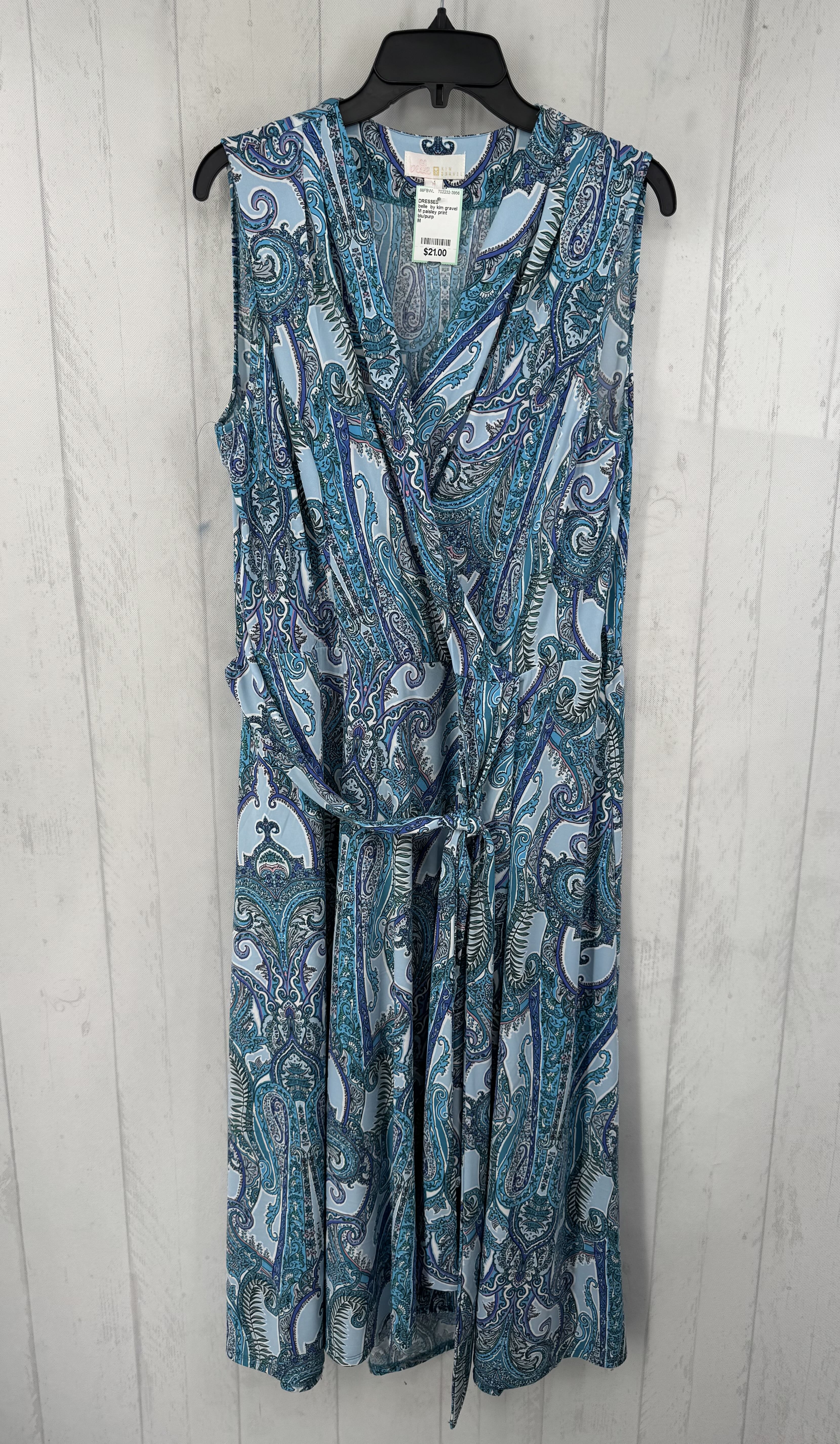 M paisley print crossover belted slvls dress