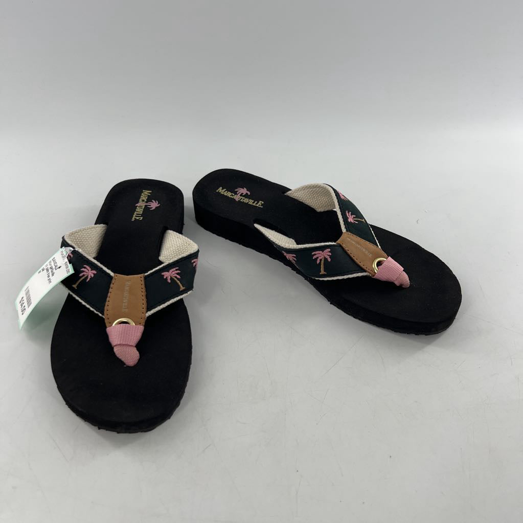 M palm tree print thong sandal